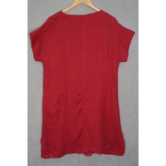 Soft Surrounding Shirt Dress Medium Petite Red Linen Short Sleeve Remi Gauze - Picture 4 of 7